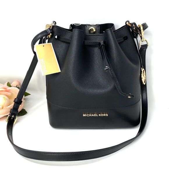 Michael Kors Handbags - Michael Kors Trista Medium Bucket Bag Le Black